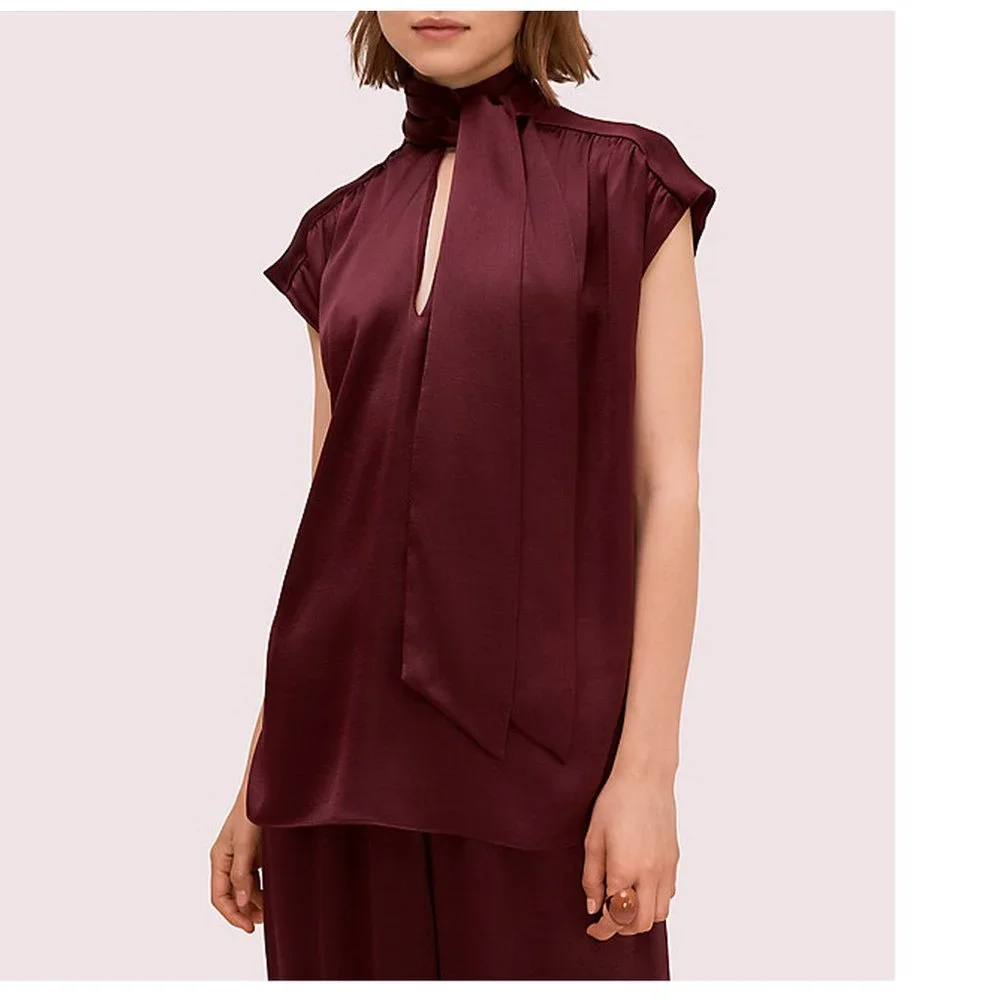 NWT KATE SPADE NEW YORK Satin Neck Tie Top, Medium